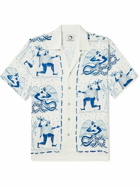 Endless Joy - Typhon Convertible-Collar Printed TENCEL™ and Linen-Blend Shirt - White
