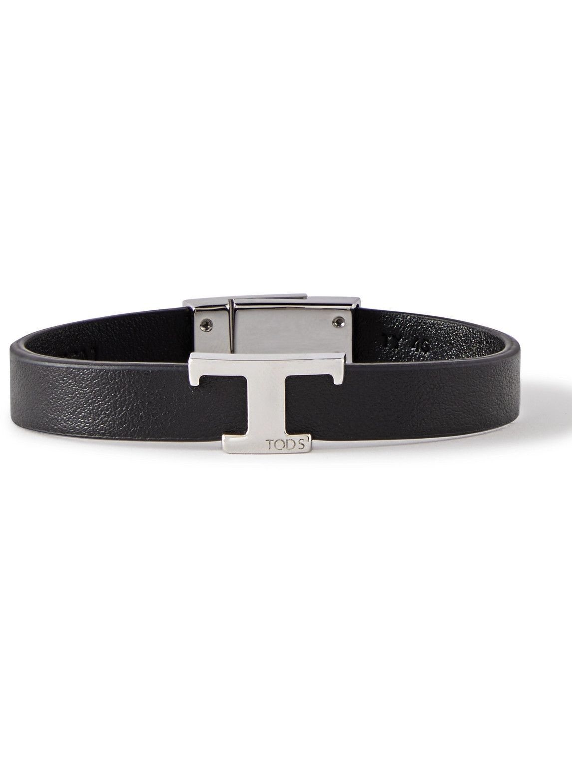 Photo: Tod's - Logo-Detailed Silver-Tone and Leather Bracelet - Black