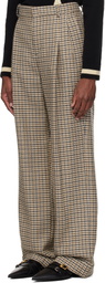 Valentino Beige Houndstooth Wool Trousers
