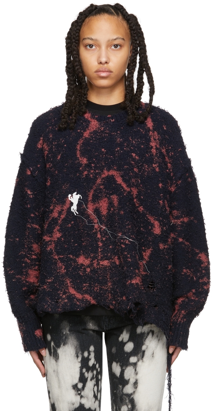 Doublet Navy Knit Bleached Sweater Doublet