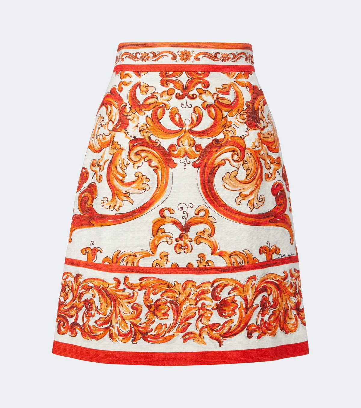 Dolce&Gabbana Printed cotton and linen-blend miniskirt