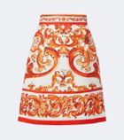 Dolce&Gabbana Printed cotton and linen-blend miniskirt