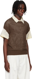 System Brown Cap Sleeve Knit T-shirt