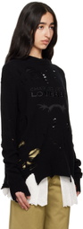 Charles Jeffrey LOVERBOY Black Distressed Logo Sweater