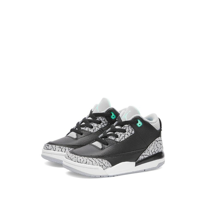 Photo: Air Jordan 3 Retro TD Sneakers in Black/Green Glow/Wolf Grey/White