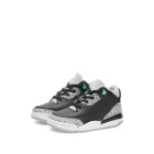 Air Jordan 3 Retro TD Sneakers in Black/Green Glow/Wolf Grey/White
