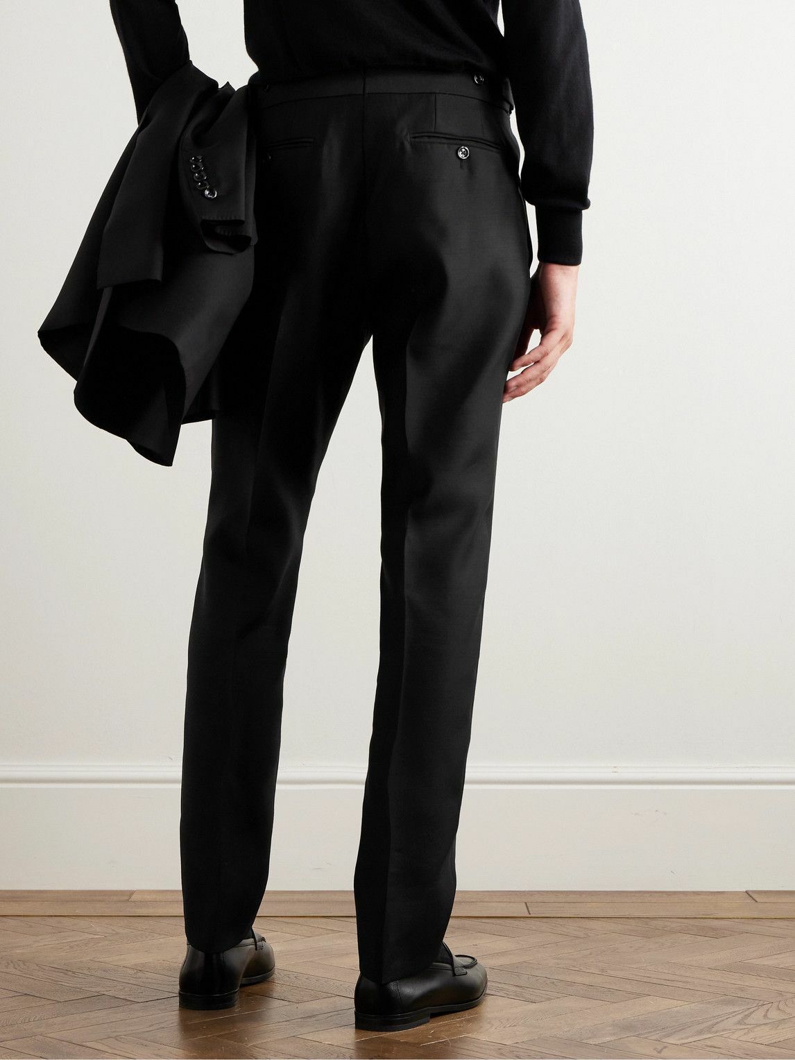 TOM FORD Slim-Fit Wool and Silk-Blend Suit Trousers Black TOM FORD