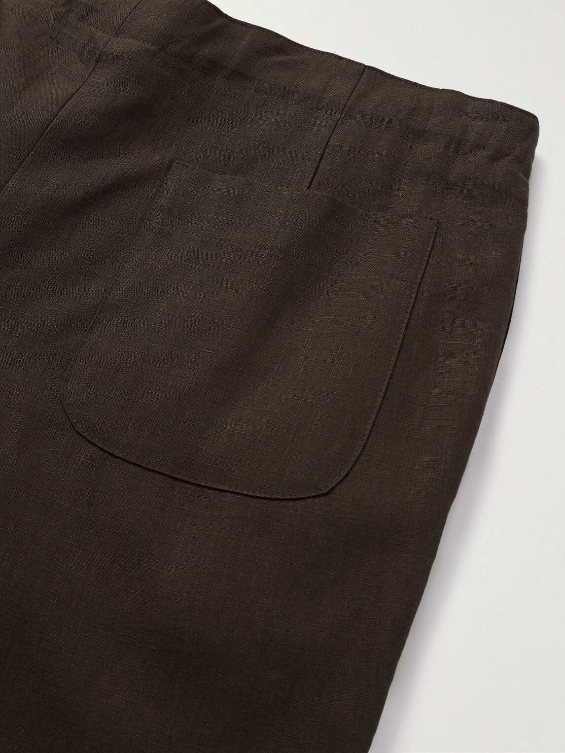 Stòffa - Straight-Leg Pleated Linen Drawstring Trousers - Brown
