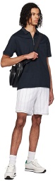 BOSS White & Gray Stripe Shorts