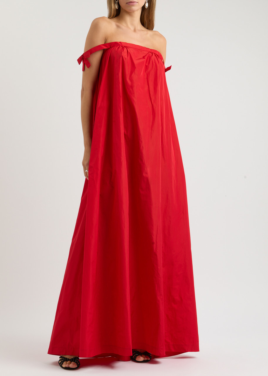 Bernadette Brigitte Off-the-shoulder Taffeta Maxi Dress Red Bernadette