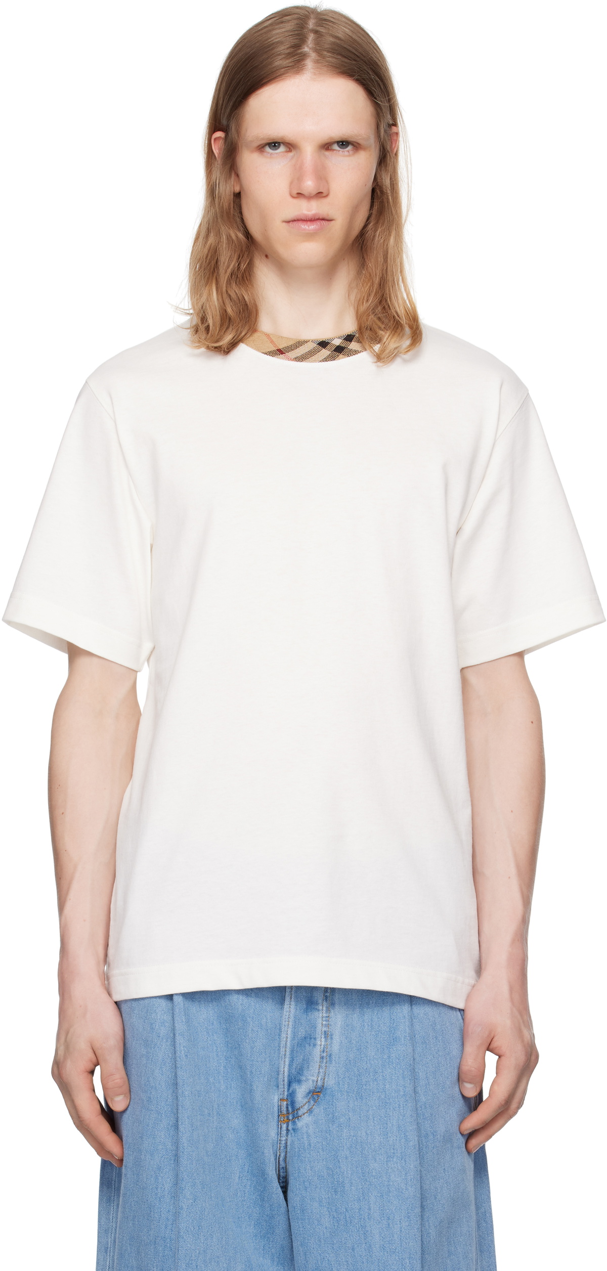 【関税＆送料込み】Burberry Check Motif Cotton T-Shirt BURBERRY - Check Motif Cotton T-shirt Burberry