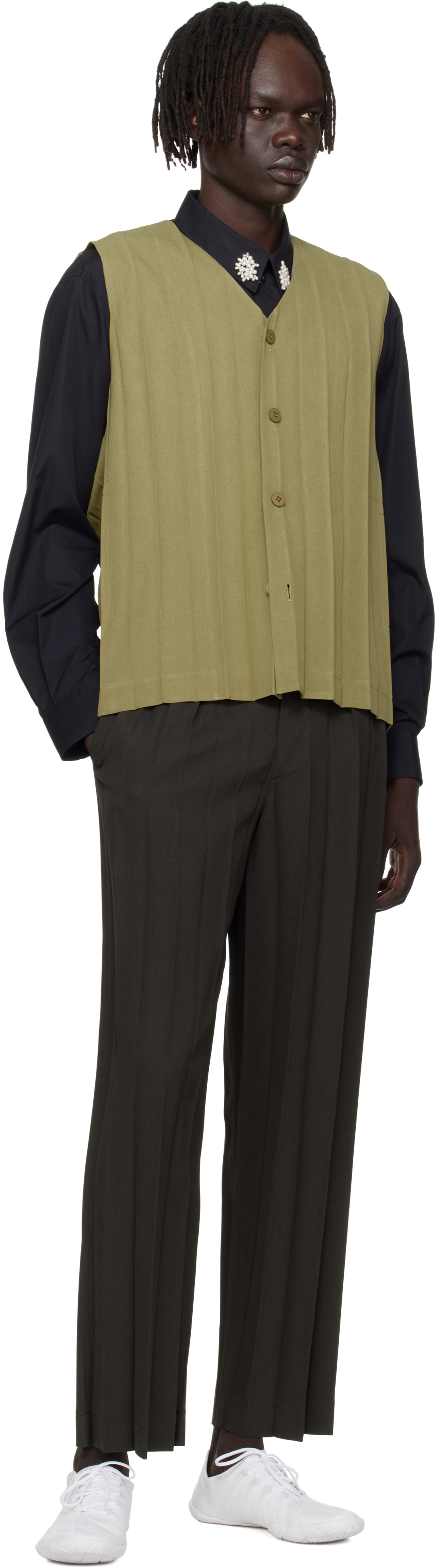 HOMME PLISSÉ ISSEY MIYAKE Khaki Edge Ensemble Vest