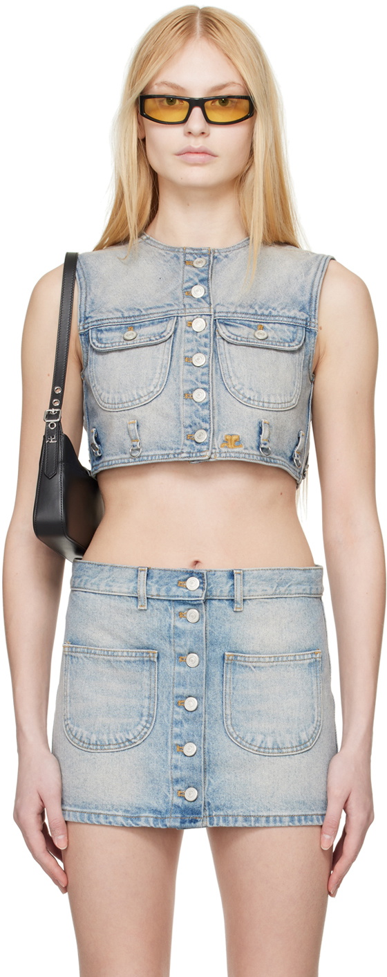 Courrèges Blue Multiflex Denim Vest