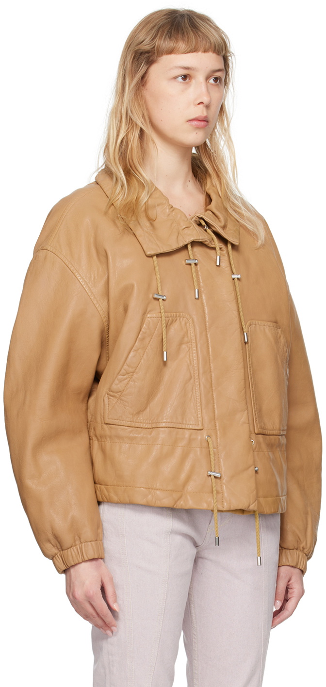 Isabel Marant Beige Akiras Leather Bomber Jacket