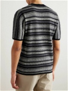 Mr P. - Striped Textured-Cotton T-Shirt - Gray