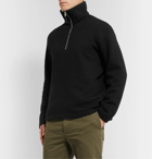 Mr P. - Fleece-Back Wool-Blend Half-Zip Sweatshirt - Black