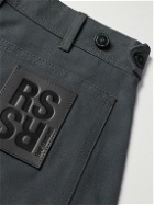 Raf Simons - Skate Straight-Leg Leather-Trimmed Denim Shorts - Gray