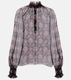 Dolce&Gabbana Floral ruffled sheer silk blouse