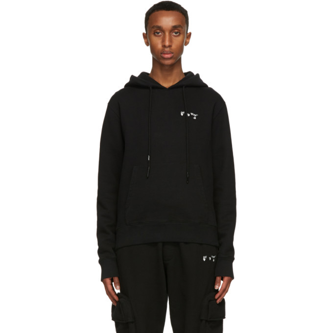 Off White Black Embroidered Logo Hoodie Off White