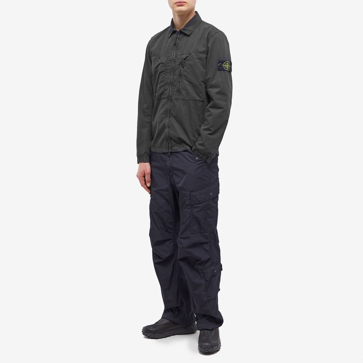 ジャケット・アウター Stone Canvas Double Zip Jacket Stone Island Men's Brushed Cotton Canvas Canvas Zip Shirt