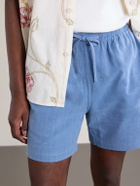 Kardo - Olbia Straight-Leg Cotton Drawstring Shorts - Blue