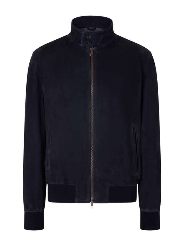 Photo: Boglioli - Suede Bomber Jacket - Blue