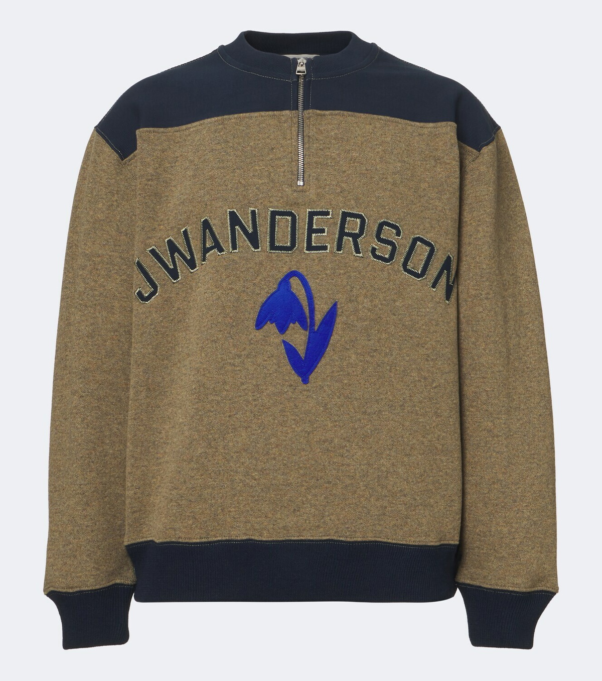 JW Anderson Embroidered wool-blend half-zip sweater