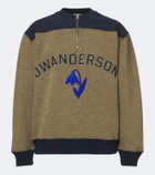 JW Anderson Embroidered wool-blend half-zip sweater