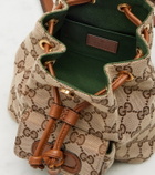 Gucci Bamboo Medium leather-trimmed canvas backpack