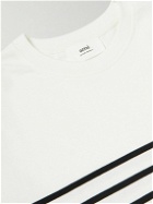 AMI PARIS - Logo-Embroidered Striped Cotton-Jersey T-Shirt - White