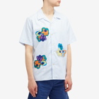 Paul Smith Men's Painted Flower Stripe Vacation Shirt in Blue