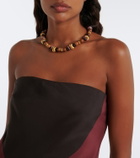 SIR Printed silk satin maxi dress