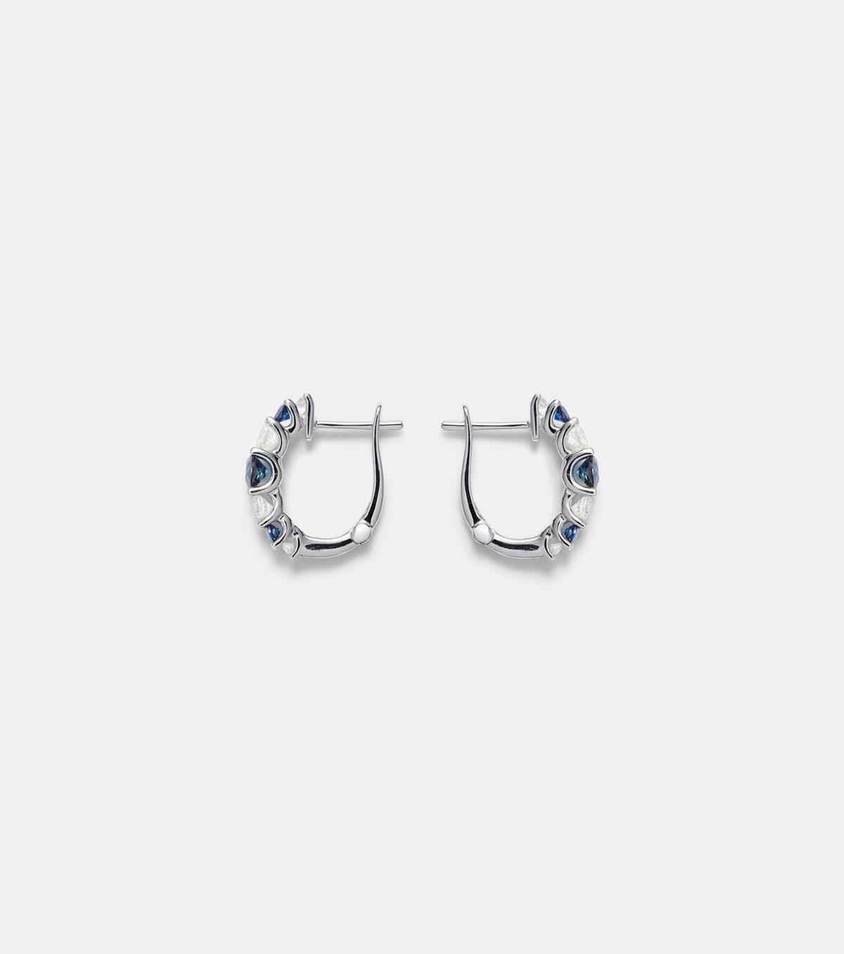 Bucherer Fine Jewellery Classics 18kt white gold hoop earrings with sapphires and diamonds