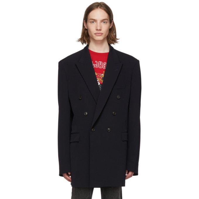 Vetements Navy Open Sleeve Blazer Vetements