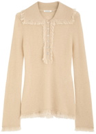 BY Malene Birger Dreele Fringed Wool-blend Jumper Beige