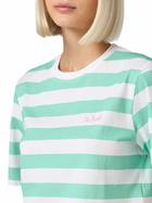 MC2 Saint Barth Woman Acquamarine And White Striped Crop T-shirt
