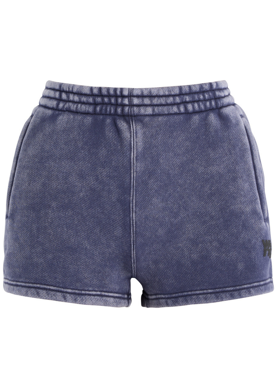 Alexanderwang.t Faded Logo Cotton-blend Shorts Blue