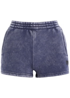 Alexanderwang.t Faded Logo Cotton-blend Shorts Blue