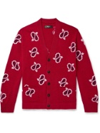 AMIRI - Paisley-Intarsia Cashmere and Wool-Blend Cardigan - Red