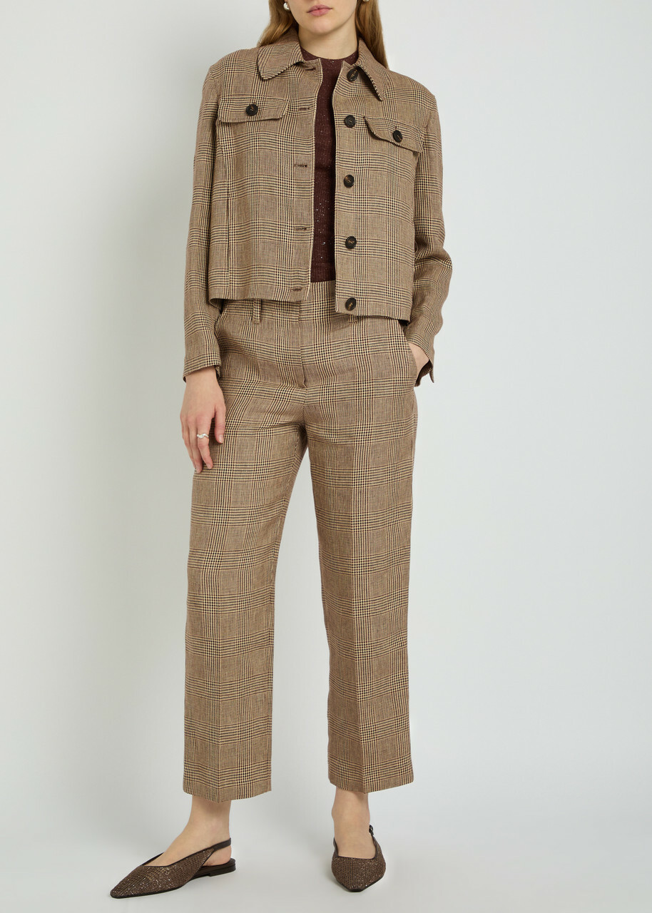 Brunello Cucinelli Houndstooth Straight-leg Trousers Beige