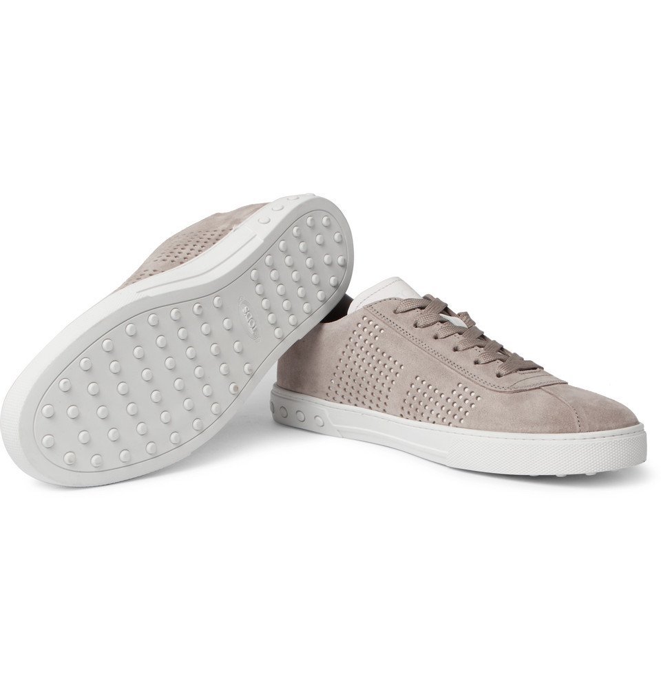 Tod's - Perforated Suede and Leather Sneakers - Men - Gray Tod's