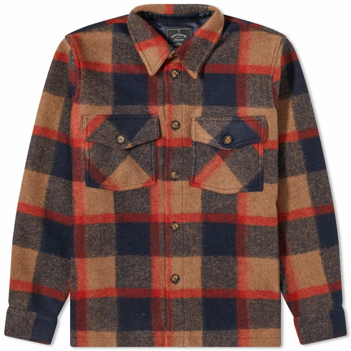 Photo: Portuguese Flannel Men's Catch Overshirt in Navy/Red