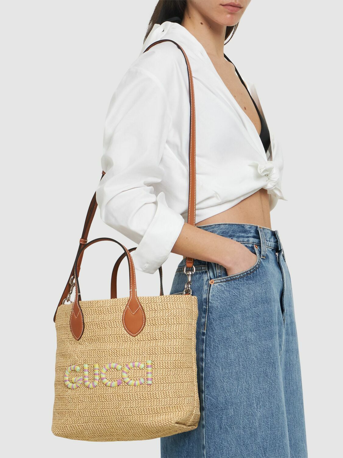 GUCCI Summer Raffia Tote Bag