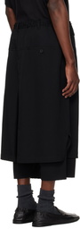YOHJI YAMAMOTO Black Wool Gabardine Standard Wrap Trousers