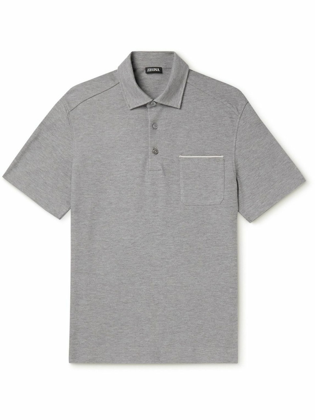 Photo: Zegna - Cotton-Piqué Polo Shirt - Gray