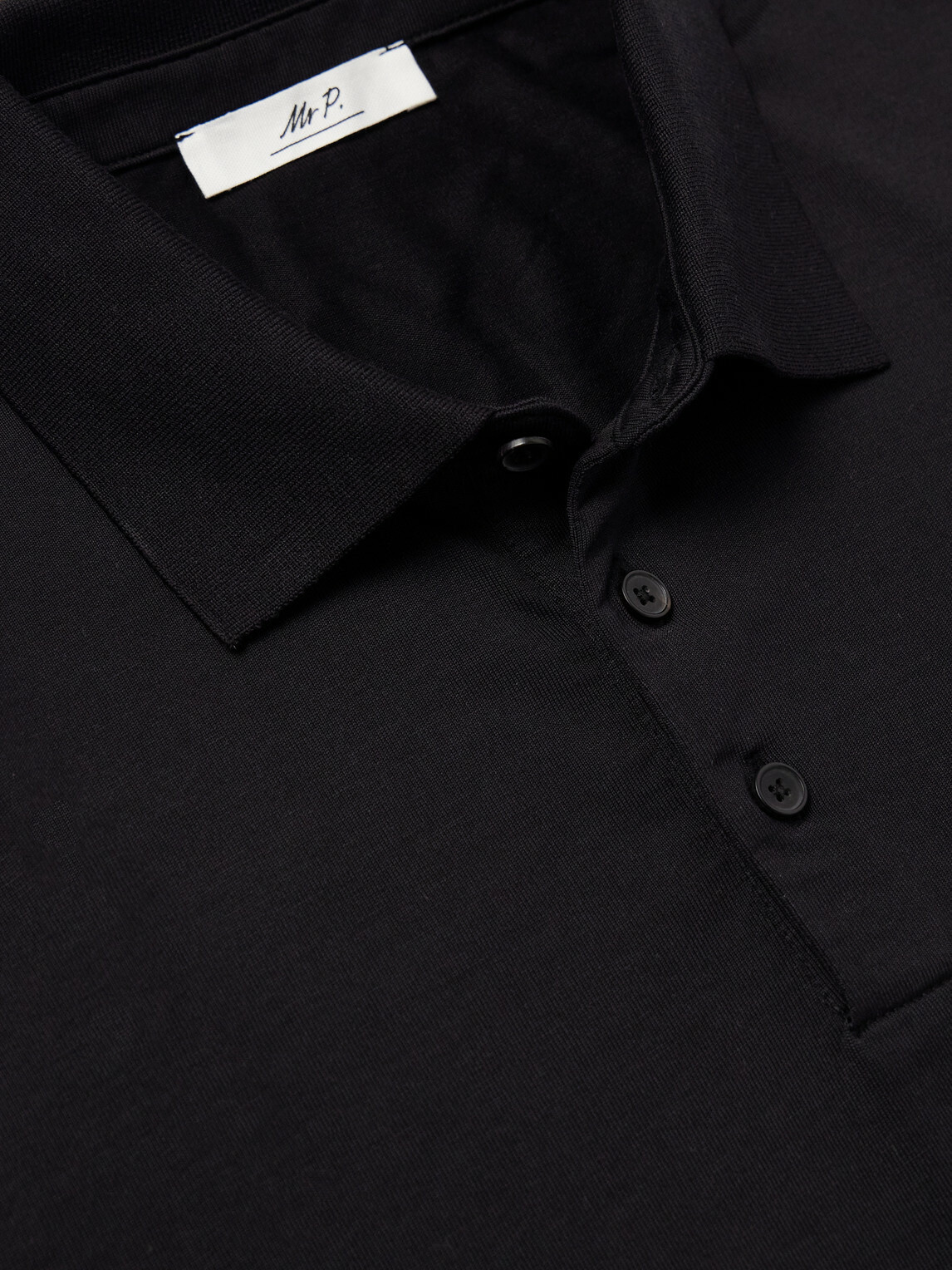 Mr P. - Silk and Cotton-Blend Polo Shirt - Black