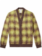Remi Relief - Jersey-Trimmed Checked Wool-Blend Cardigan - Yellow