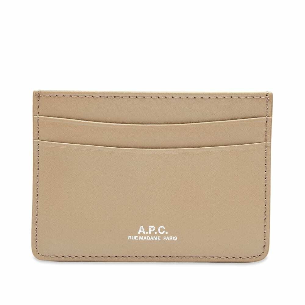 Photo: A.P.C. Men's A.P.C Andre Smooth Leather Card Holder in Greige