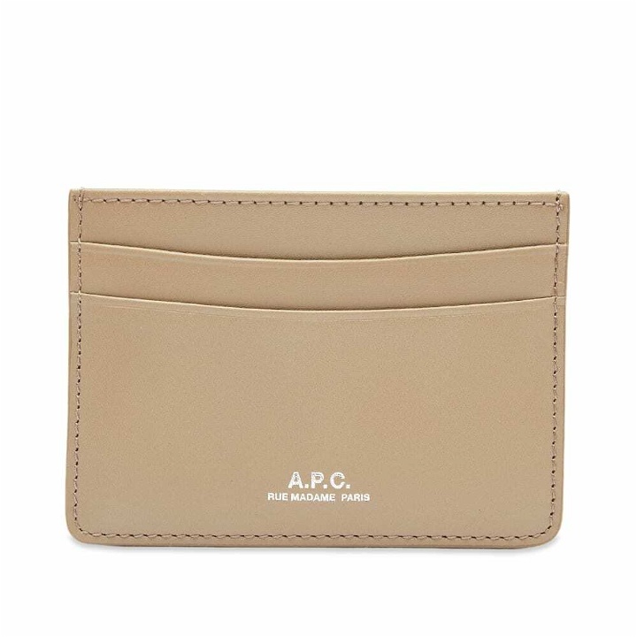 Photo: A.P.C. Men's A.P.C Andre Smooth Leather Card Holder in Greige