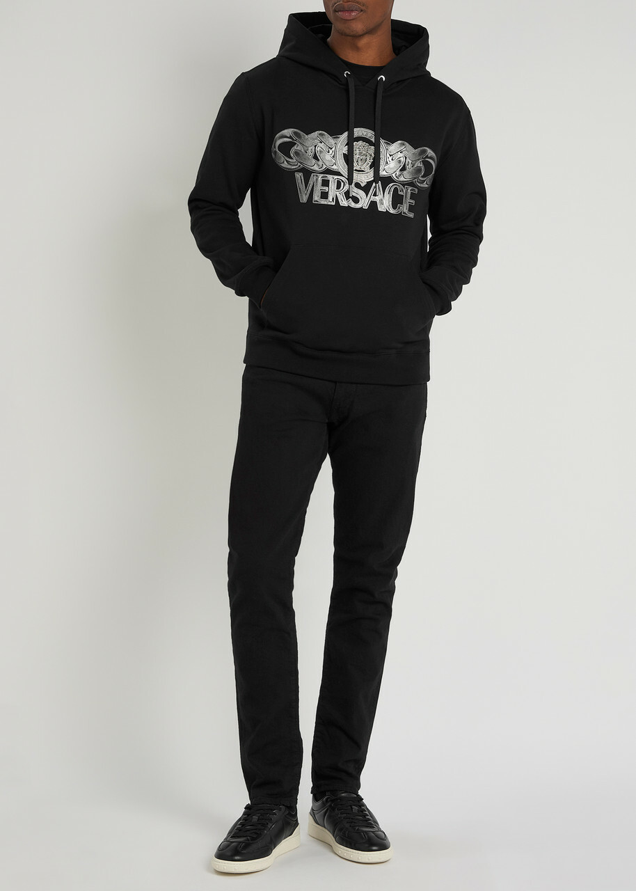 Versace Logo-printed Cotton Sweatshirt Black